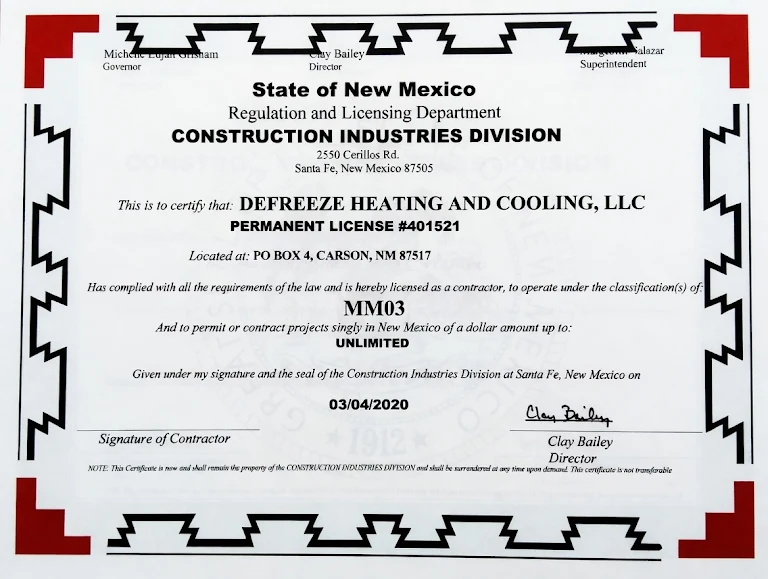 DeFreeze License Certificate